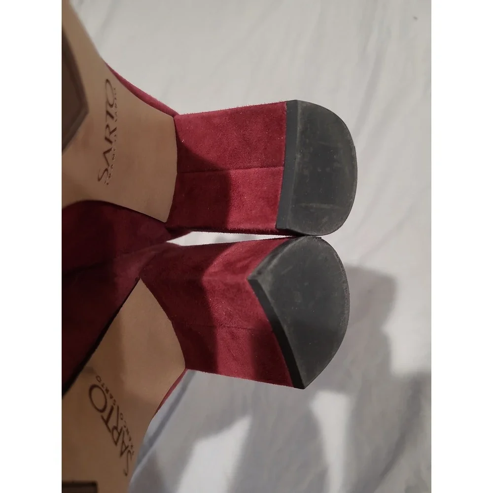 Abbington Burgundy Suede Franco Sarto Pump Women's SZ 10M ankle strap block heel